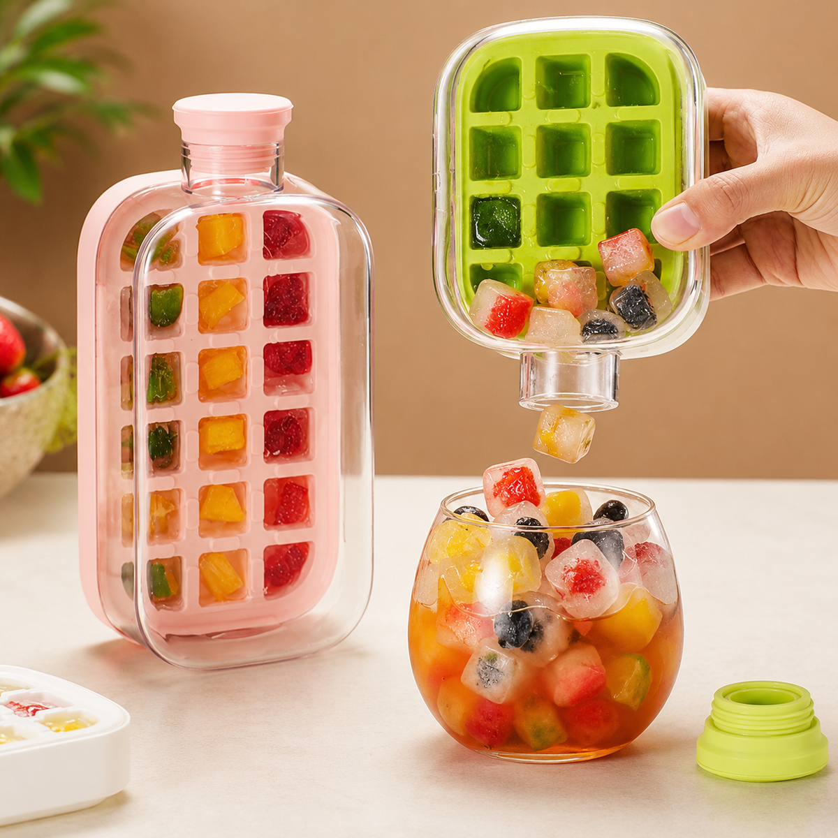 2-In-1 Ice Cube Bottle — Fill, Freeze & Press