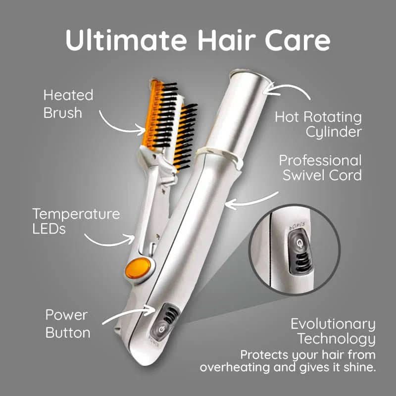 2-In-1 Rotating Hairbrush - Styling & Straightening - Rechargeable Design