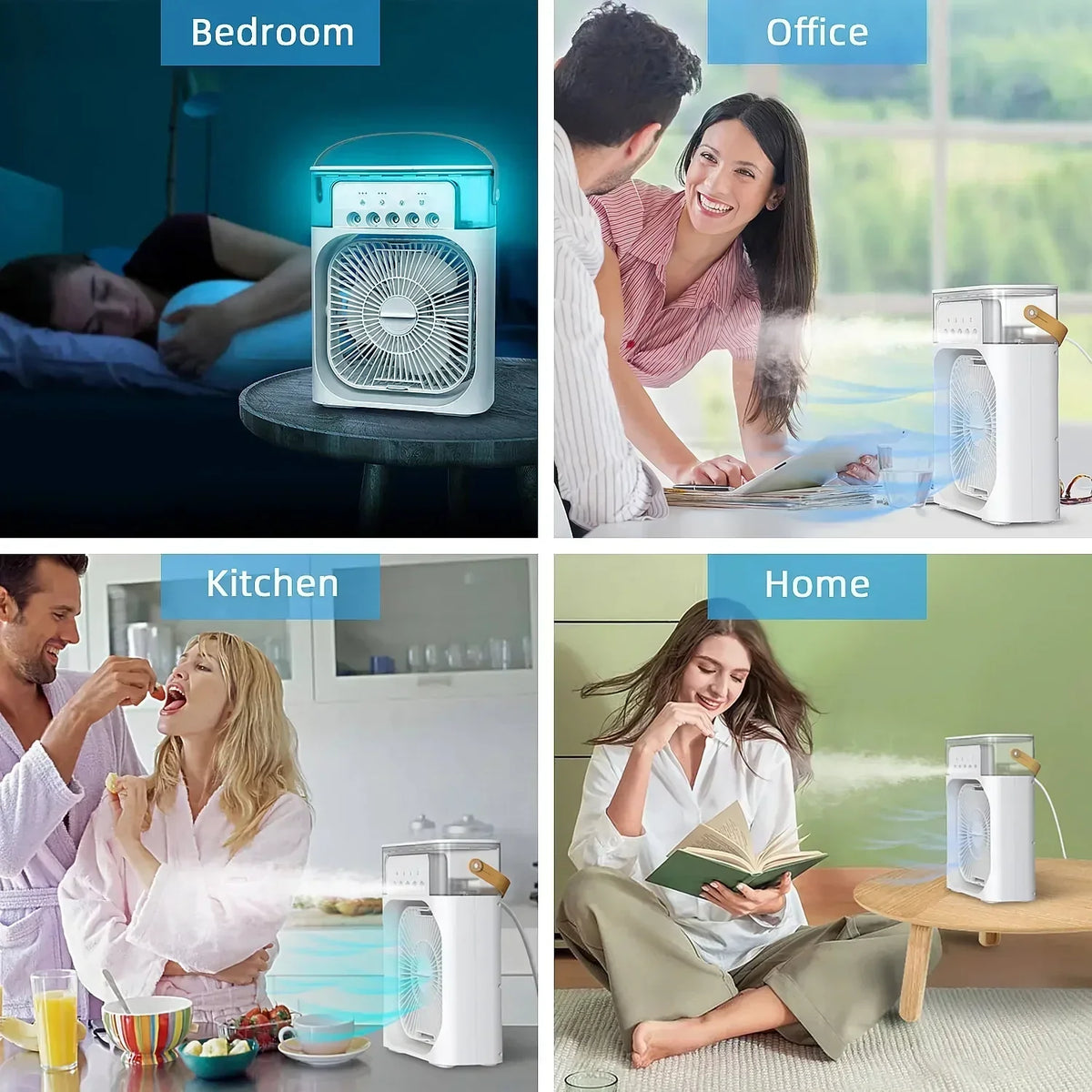 3-In-1 Portable Air Cooler with Humidifier and LED Night Lights