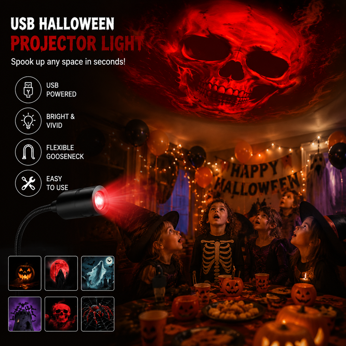 360° Rotating Night Light Projector Lamp