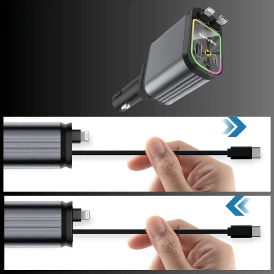 4-In-1 Fast Car Charger with RGB Starry Sky Light