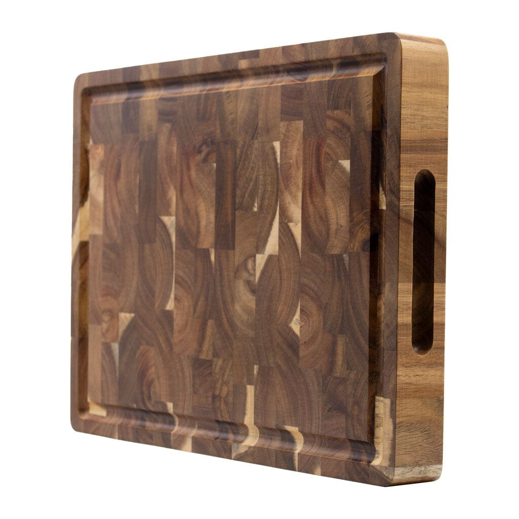 Acacia Wood Cutting Board – Japanese-Design Cutting Board with Handles & Juice Groove