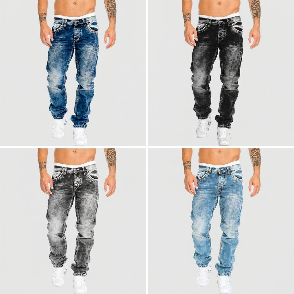 Acid Wash Jeans with Distressed Effect