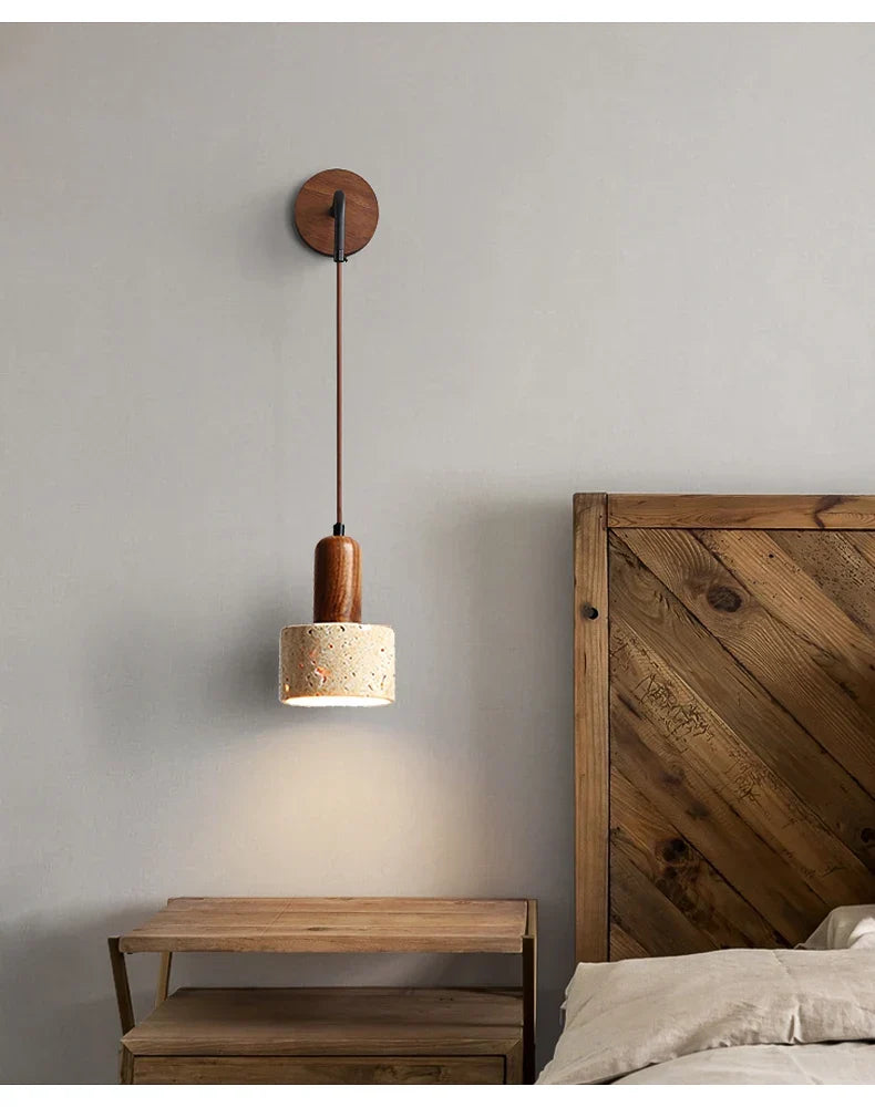 Adjustable Travertine Marble Bedside Wall Lamp