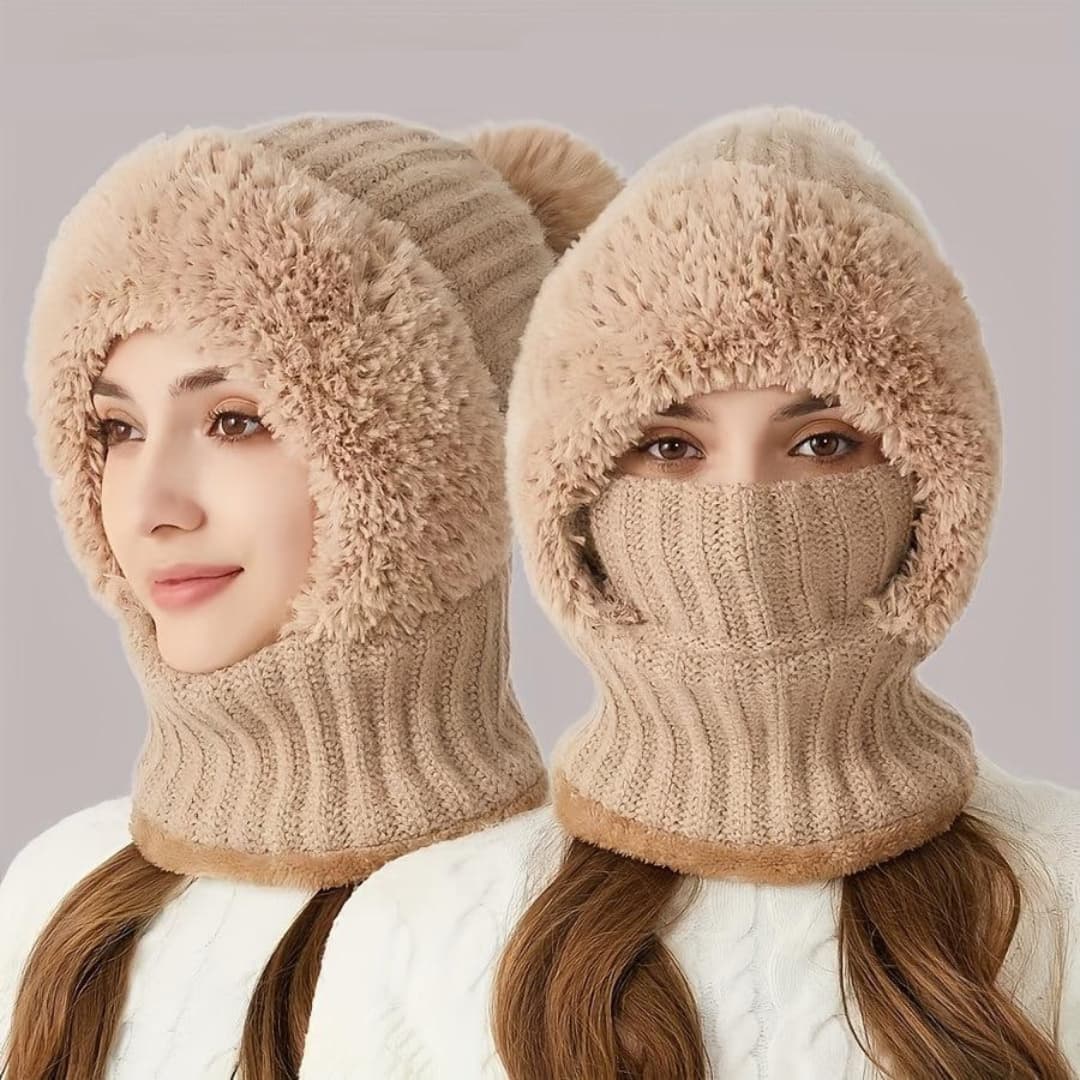 Adjustable Windproof Sherpa Fleece Balaclava Ski Mask with Neck Warmer
