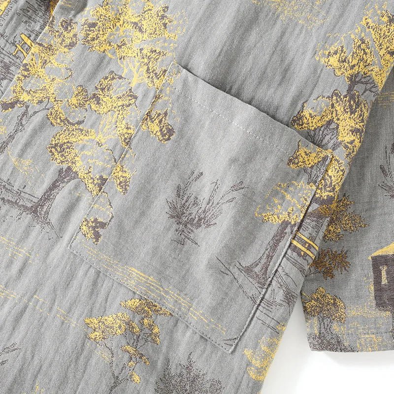 Artistic Watercolor Cotton Kimono Pajama Set