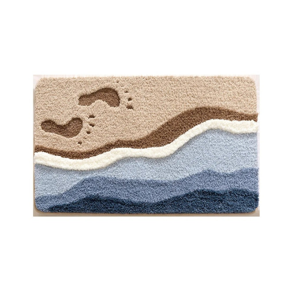Bathroom Mat with Beach Footprint Pattern