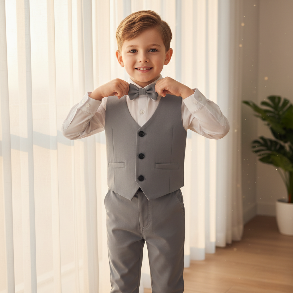 Boys' Formal Cotton Suit Set for Toddlers and Kids