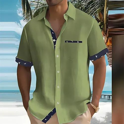 Breathable Camp Shirt with Contrast Trim
