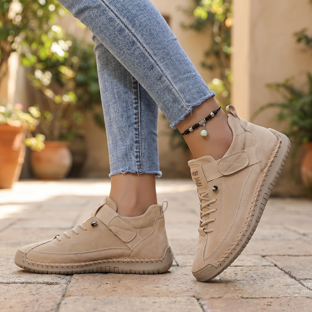 Breathable Fabric Women's Sneakers | Comfortable Laceless Walking Shoes