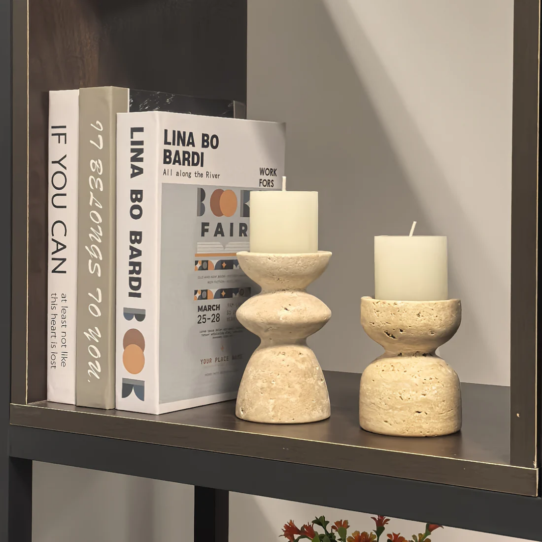 Candle Holder Set - Natural Stone Candlesticks