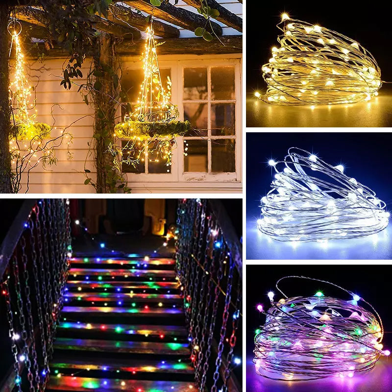 Christmas Copper Wire String Lights with USB Remote Control