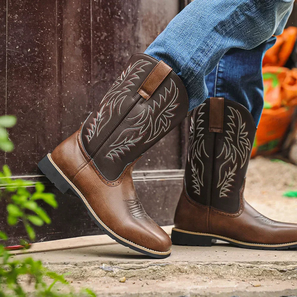 Classic Men's Western Dark Brown Cowboy Boots