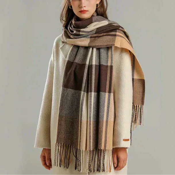 Classic Plaid Cashmere Wool Scarf