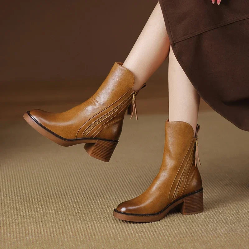 Classic Smooth Leather Ankle Boots for Everyday Wear