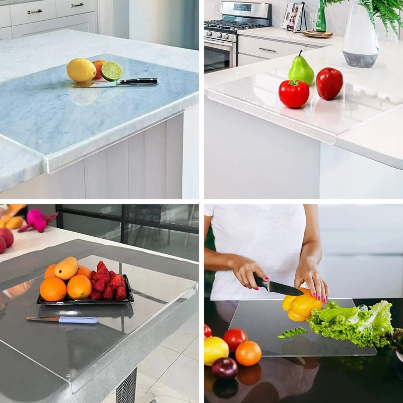 Clear Cutting Board with Counter Lip - Transparent Acrylic Kitchen Board