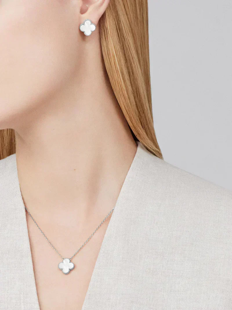Clover Jewelry Set | Hypoallergenic Stainless Steel Necklace, Bracelet, and Earrings
