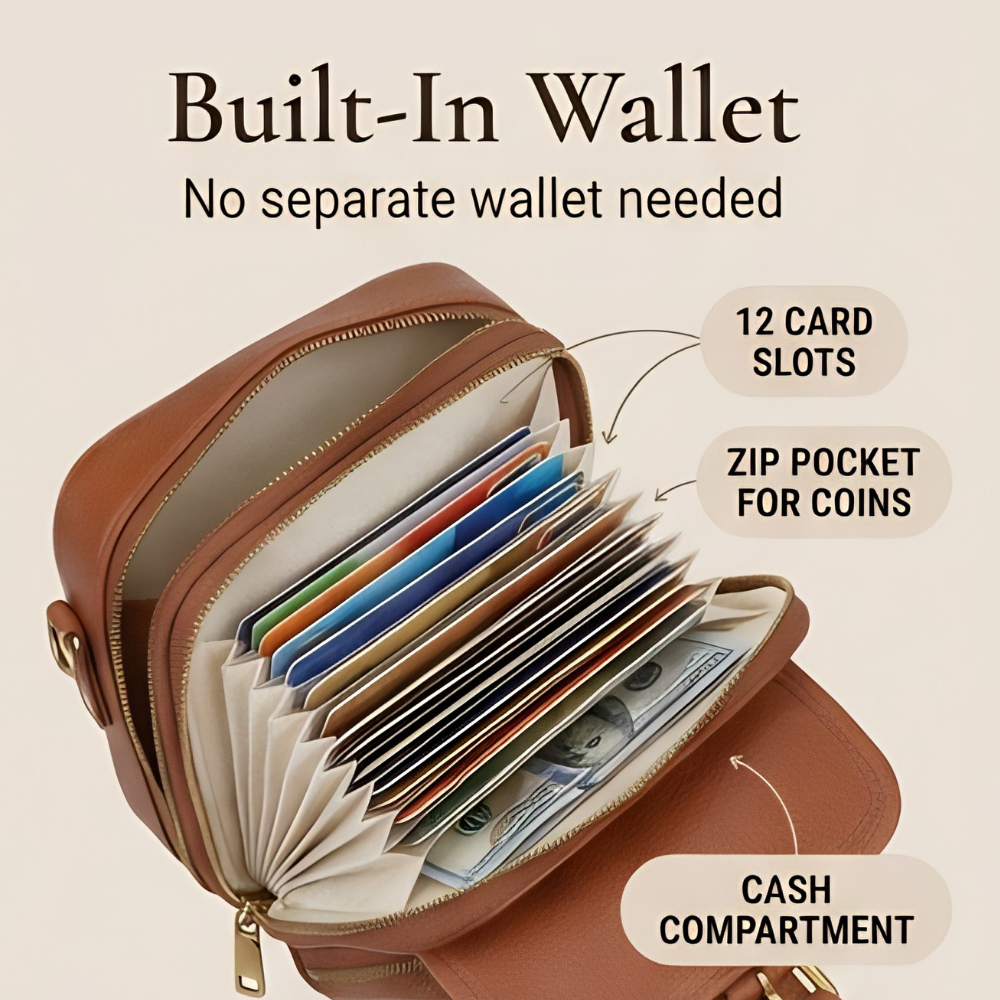 Compact Crossbody Bag with Built-In Wallet