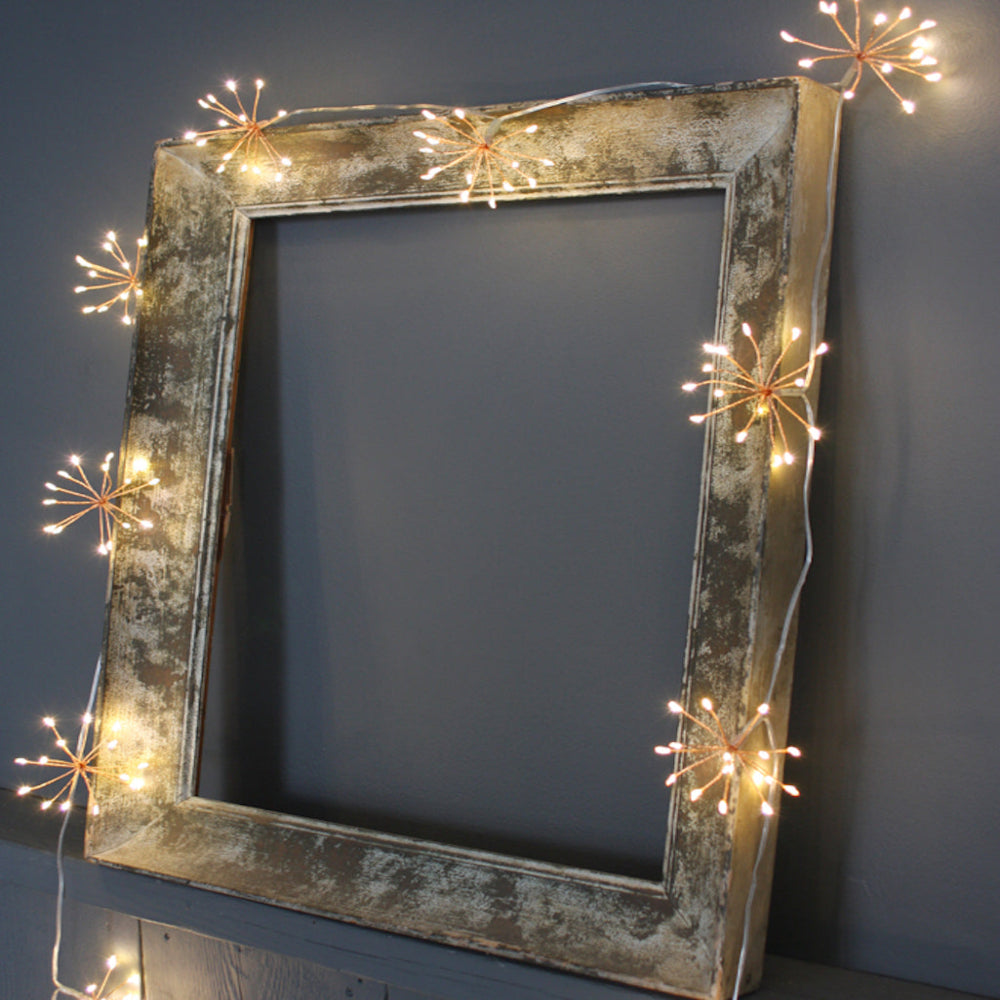 Copper Starburst String Lights with Warm White LEDs for Indoor & Outdoor Decoration