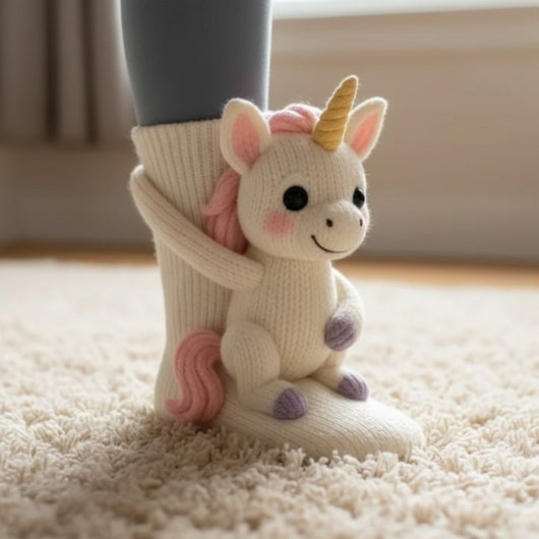 Cozy Animal Cabin Socks with Hug Motif – Warm, Cute Novelty Socks, Unisex