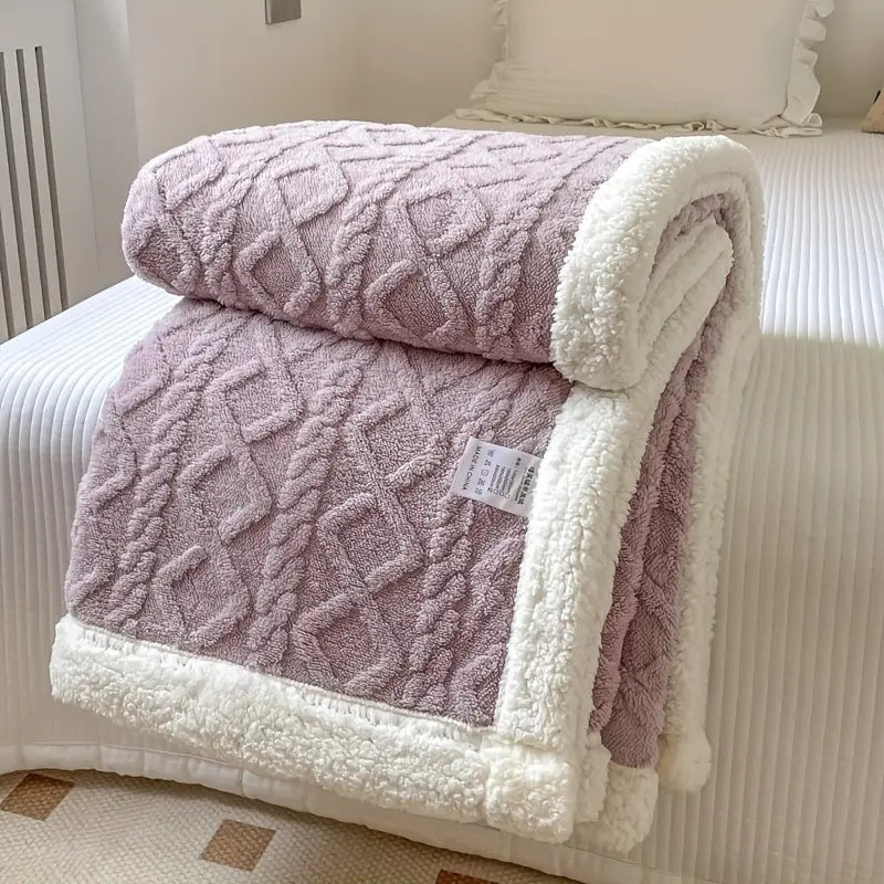 Cozy Textured Blanket – Warm Reversible Bed and Sofa Blanket for All-Season Home Comfort