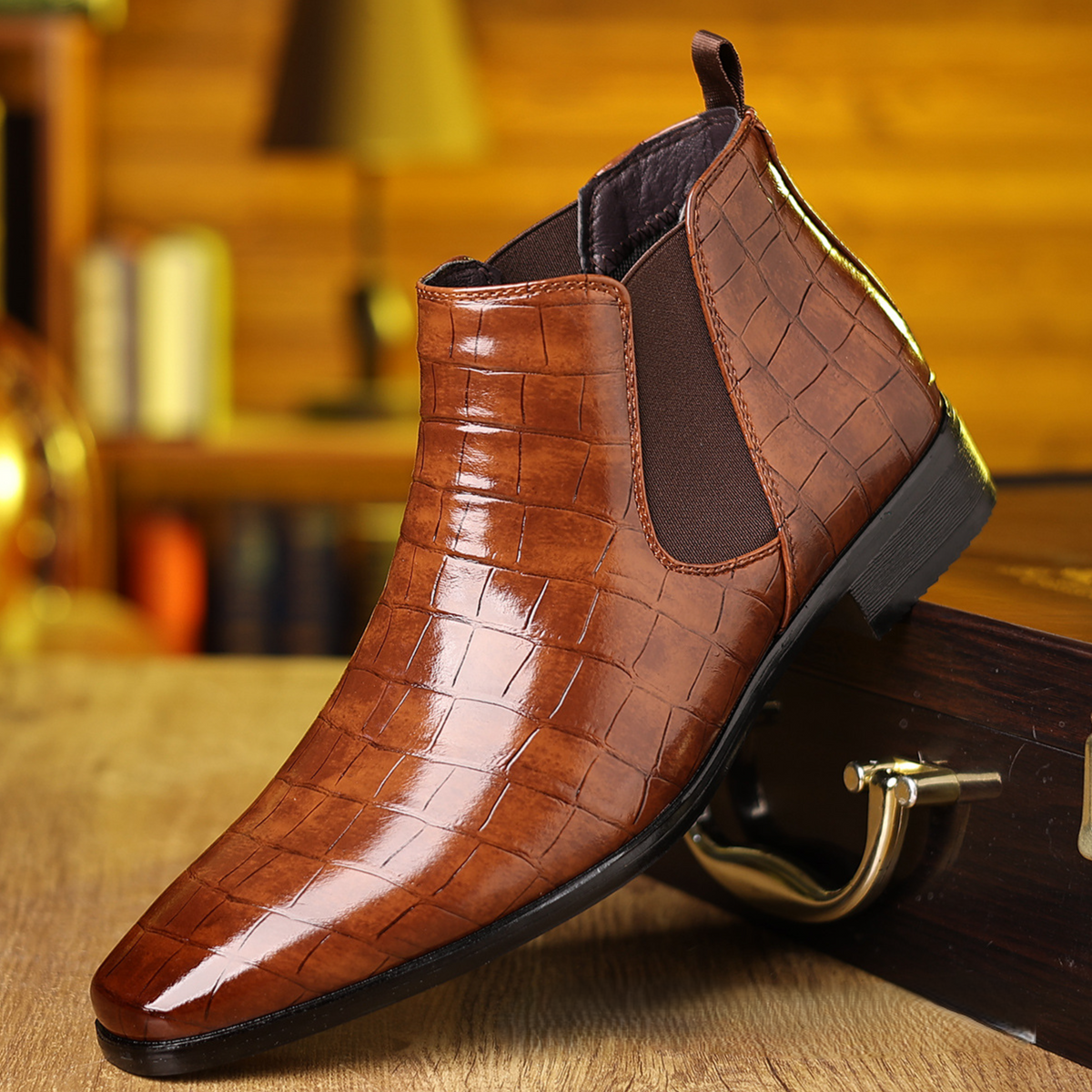 Croc-Effect Chelsea Boots