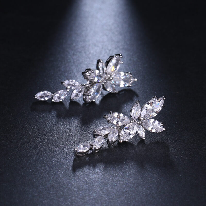Crystal Leaf Drop Earrings