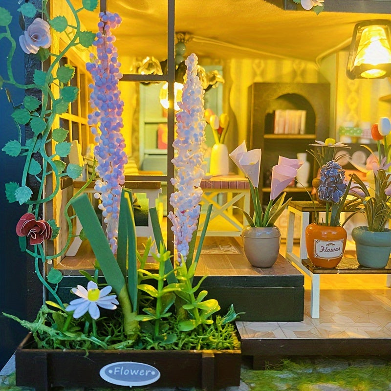 DIY Miniature Greenhouse with LED Light – Handmade 3D Wooden Puzzle for Creative Home Decor