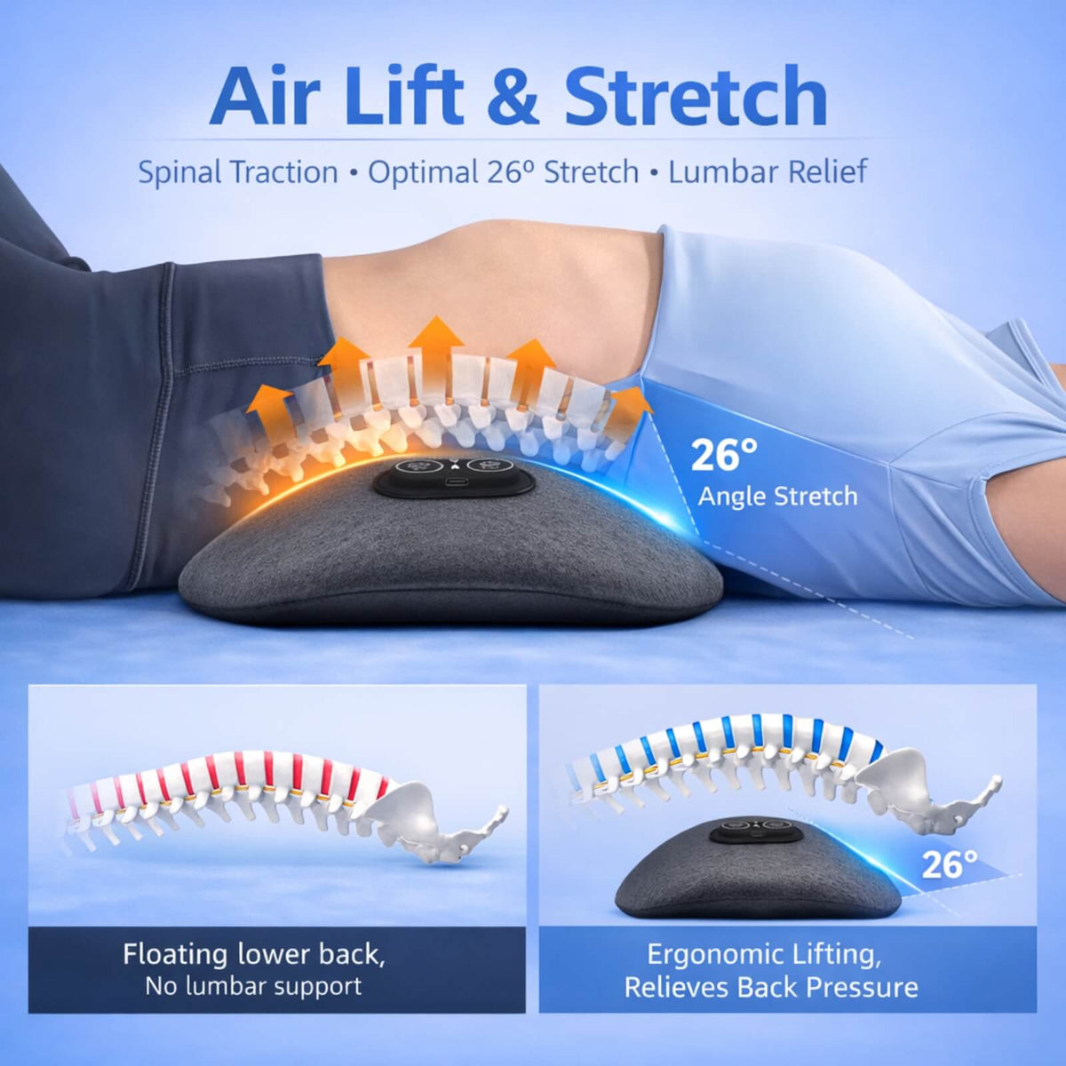 Electric 3-in-1 Back Massager with Heat, Vibration, and Lumbar Support – for Home and Office