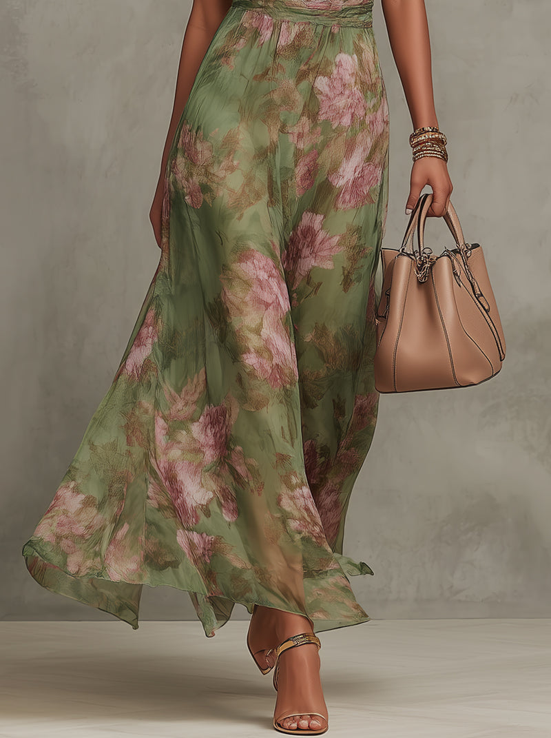 Elegant Boho Green Maxi Dress for Formal Wedding Guests