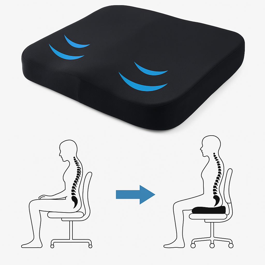 Ergonomic Seat Cushion for Hip and Back Pain Relief