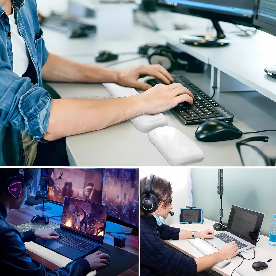 Ergonomic Wrist Support Rest Pads for Keyboard and Mouse - Elevates Wrist and Reduces Strain Pain