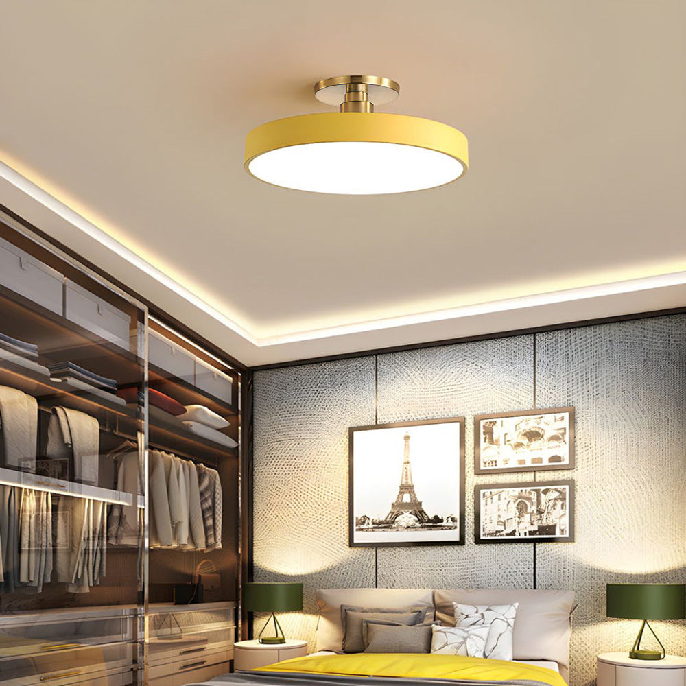 Flush Mount Round Ceiling Lamp | Modern LED Fixture | Soft Glow | Metal & Acrylic