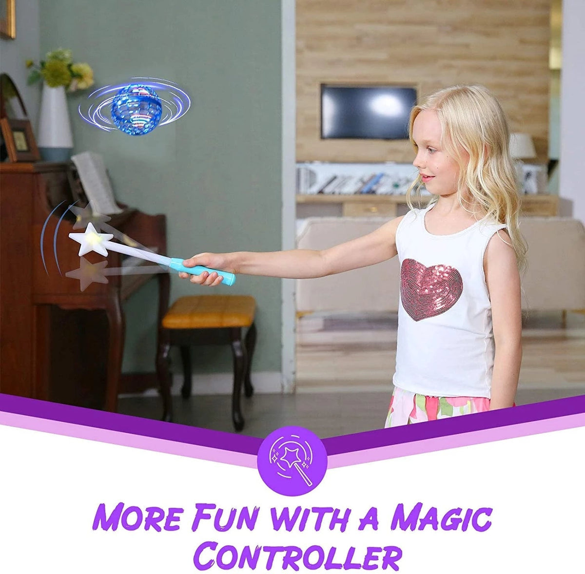 Flying Ball Spinner Toy - Hand-Controlled Drone Helicopter, 360-Degree Rotating Mini UFO with Lights for Kids