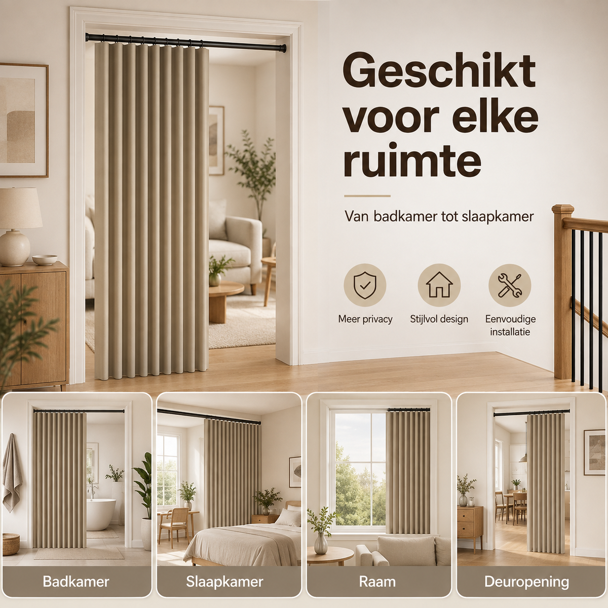 Folding Roman Blind as Room Divider – No Drilling Required