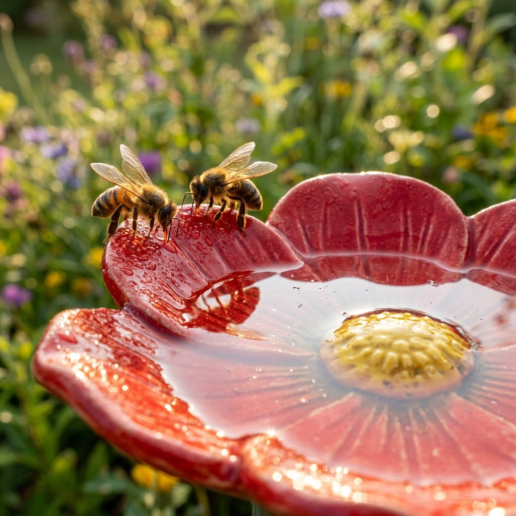 Handcrafted Floral Bird Bath