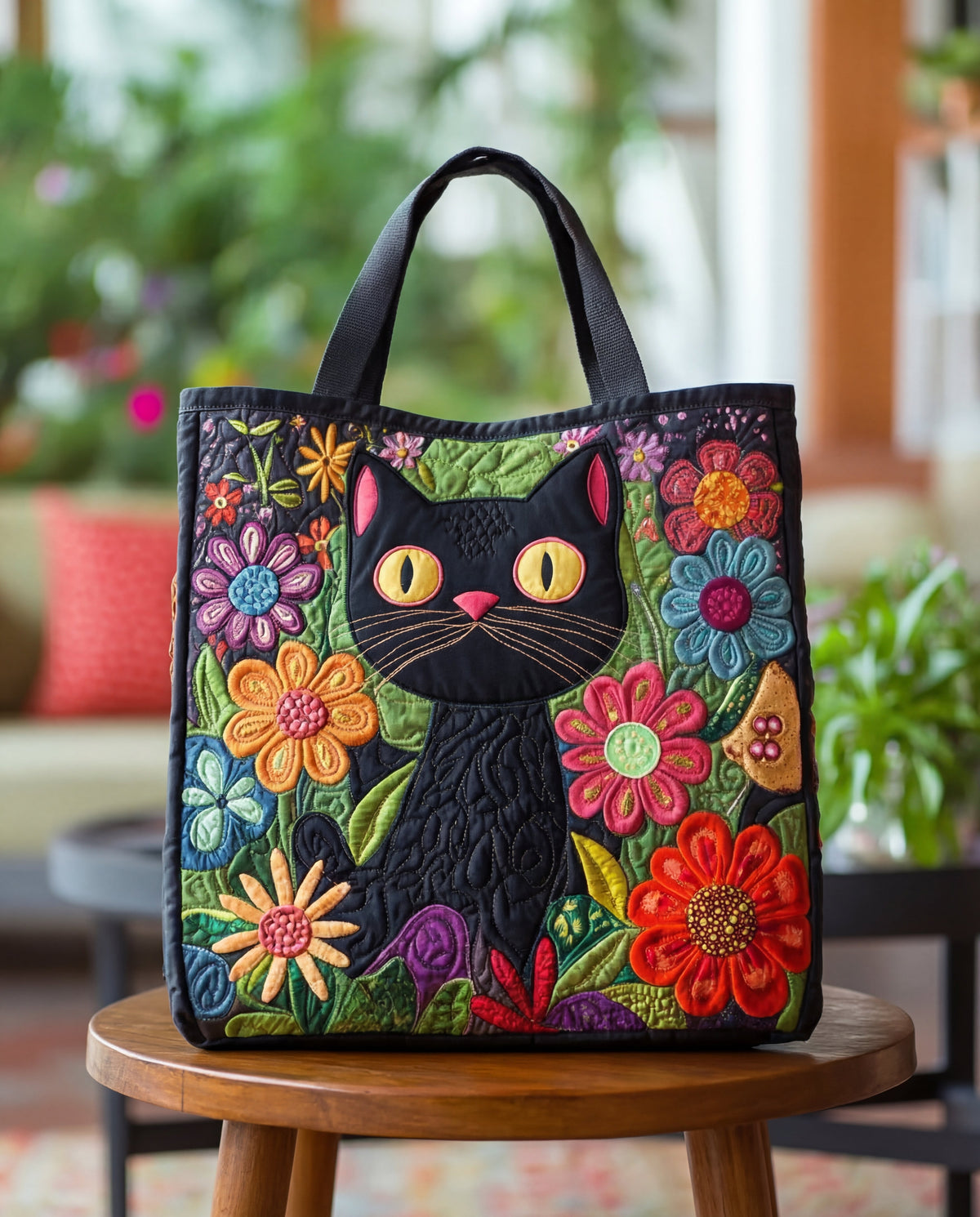 Handcrafted Tote Bag | Enchanted Black Cat