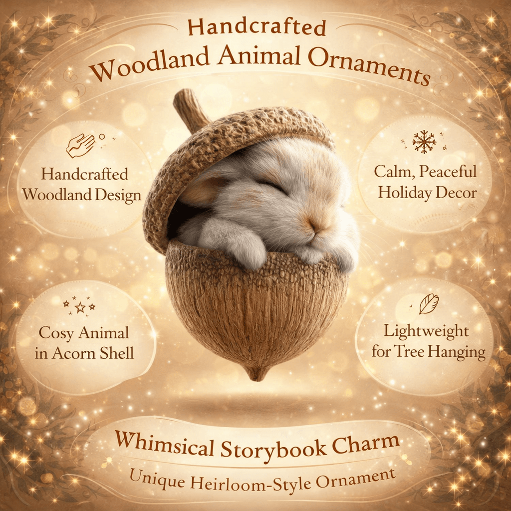 Handmade Christmas Tree Ornaments with Acorn and Woodland Animals