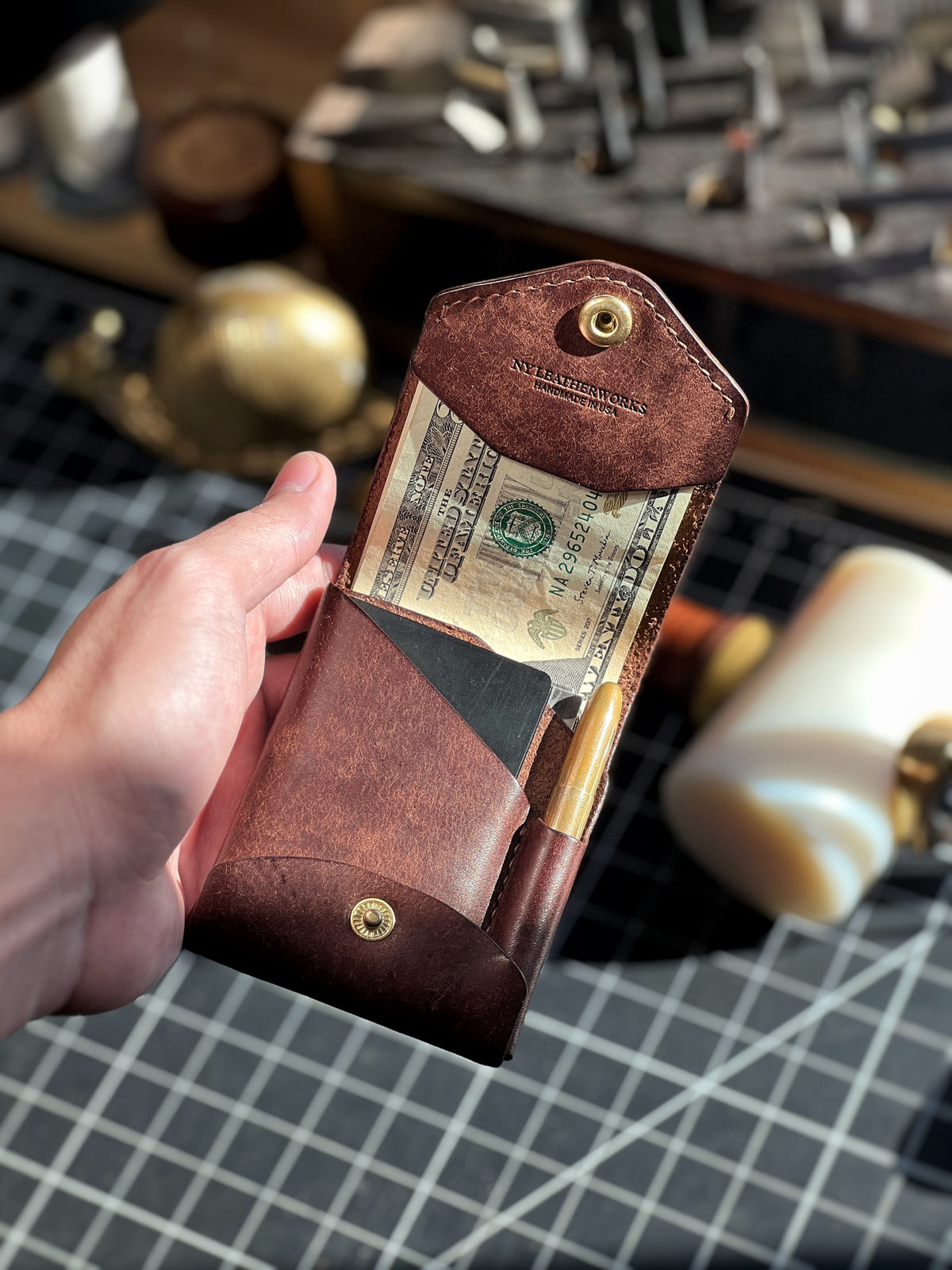 Handmade Full-Grain Leather Wallet with Pen Slot