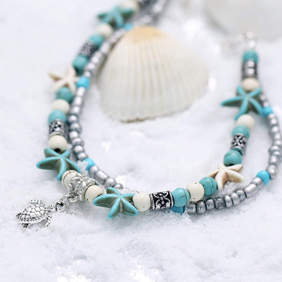 Handmade Turtle & Ocean Anklet