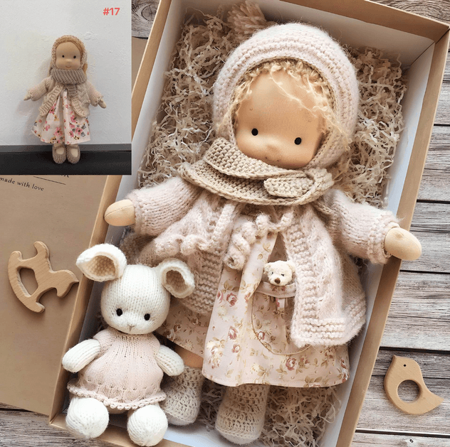 Handmade Waldorf Doll - Organic Cotton & Hypoallergenic Textiles - Educational Toy for Sensory Stimulation