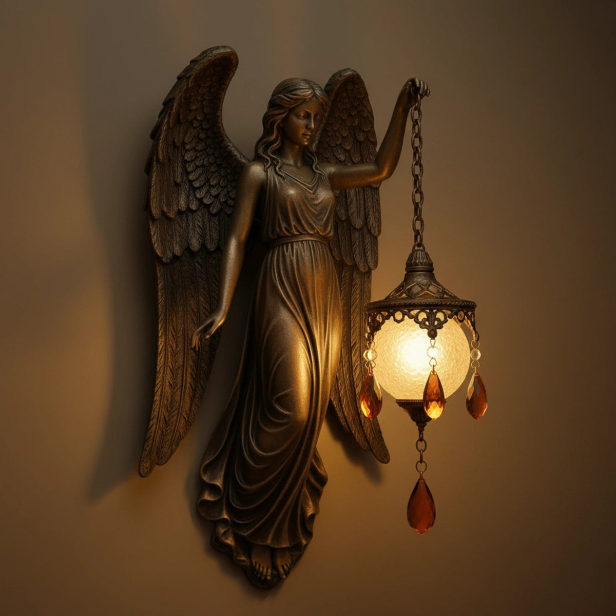 Handmade Wall Light with Soft LED Light – Fancy Spiritual Theme – Cordless Sconce