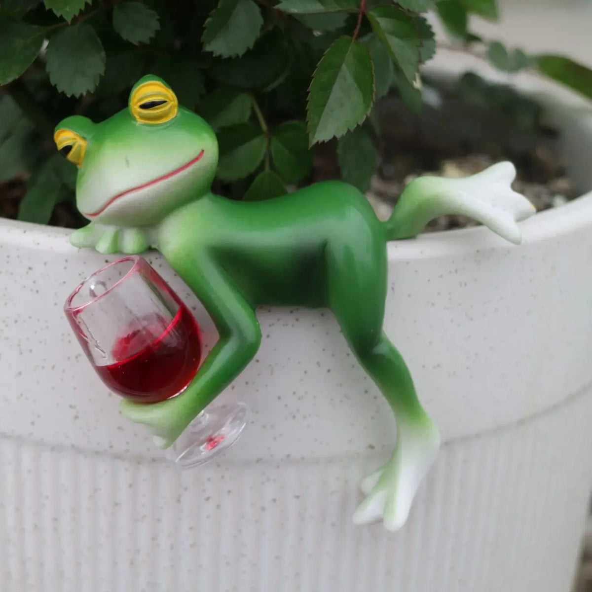 Hanging Frog Figurine With Wine Glass