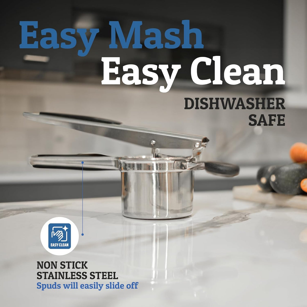 Heavy-Duty Stainless Steel Potato Masher for Smooth Mash