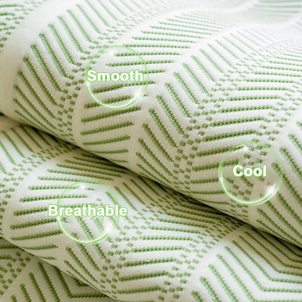 Herringbone Pattern Sofa Cover with Scalloped Edge