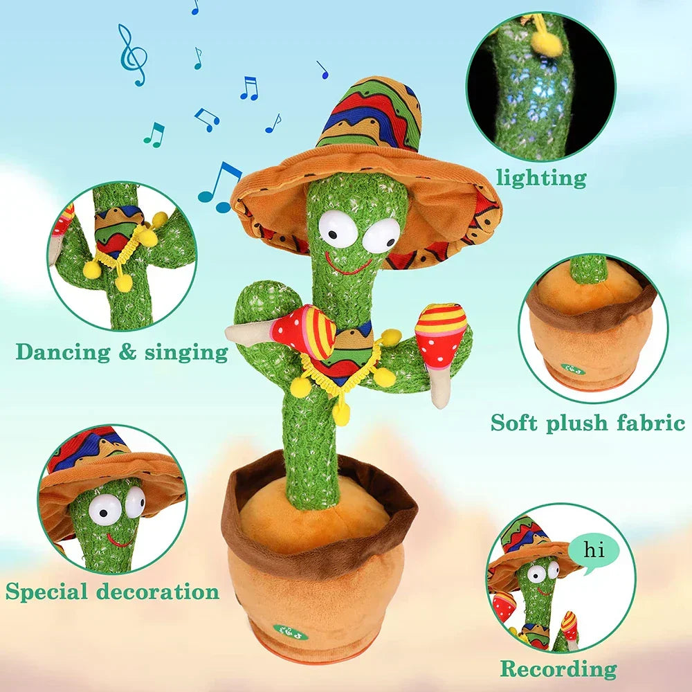 Interactive Talking and Dancing Cactus Toy for Kids with Songs
