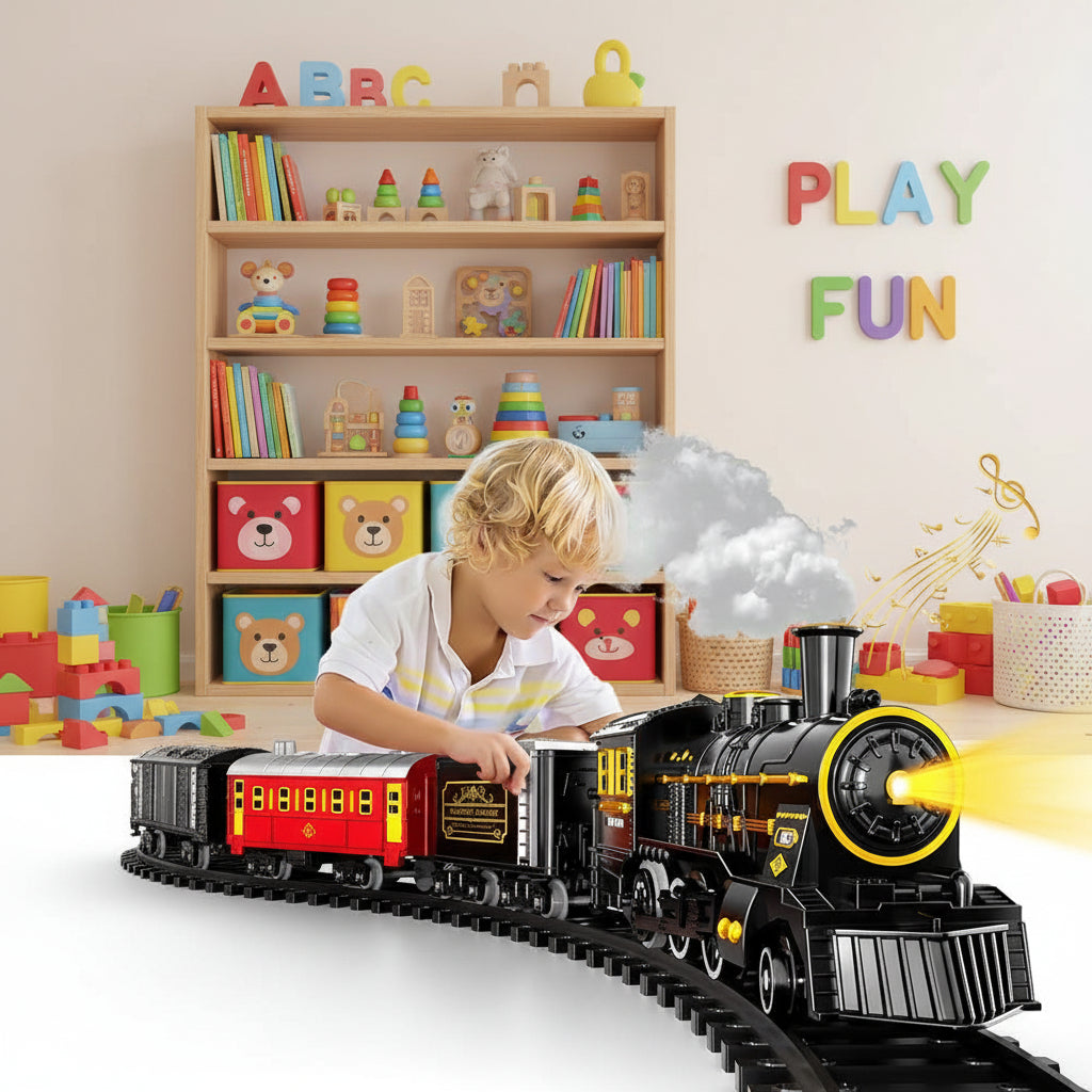Kids' Electric Christmas Train Set with Flexible Tracks