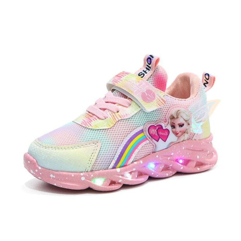 Kids' Rainbow Glitter Sneakers - LED Light-Up Shoes for Kids