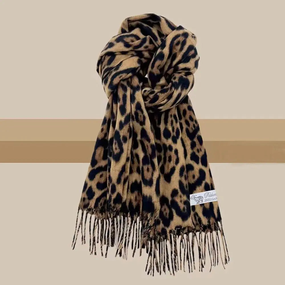 Knitted Leopard Print Shawl