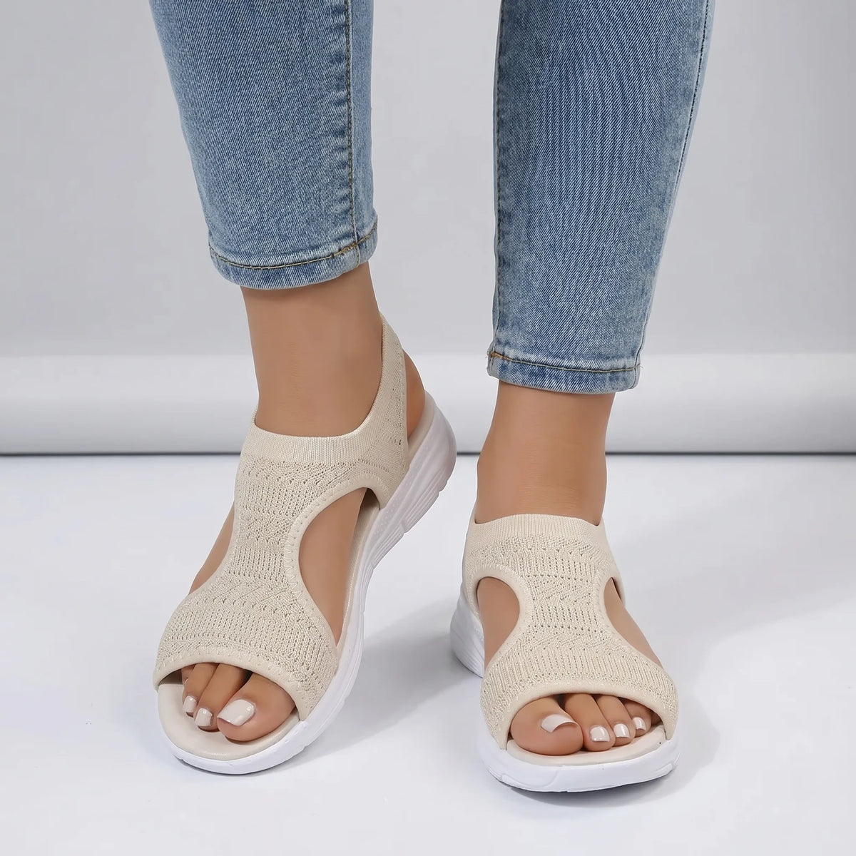 Knitted Sports Wedge Sandals